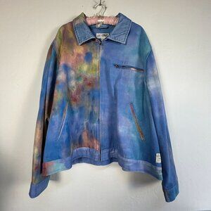 Allen Onya INC International Concepts XXL Tie-Dye Denim Jacket Worldly Blue New